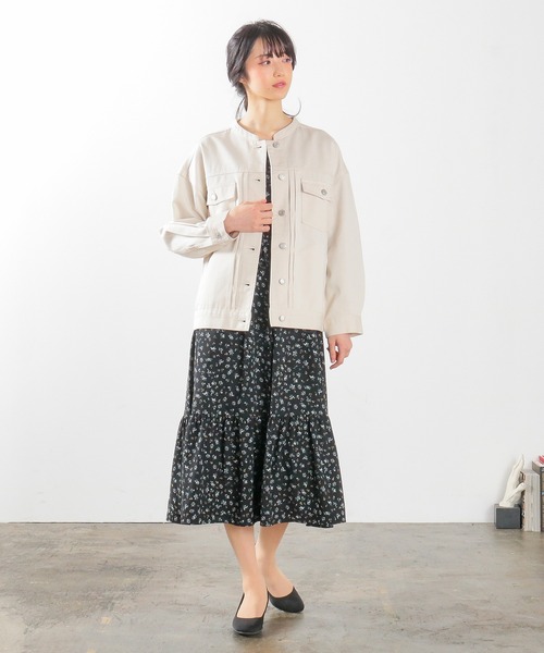 Honeys（ハニーズ）の「マオカラーＧジャン（デニムジャケット・レディース・ライトインディゴブルー/ブルー/ライトベージュ/グレイッシュベージュ・S/M/L）」の5枚目の写真