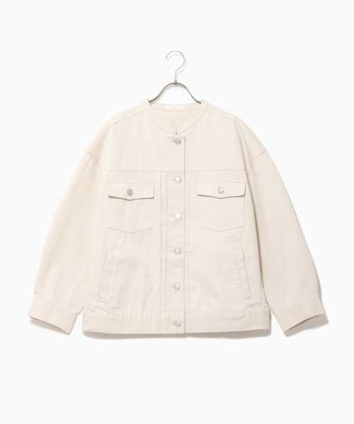 Honeys（ハニーズ）の「マオカラーＧジャン（デニムジャケット・レディース・ライトインディゴブルー/ブルー/ライトベージュ/グレイッシュベージュ・S/M/L）」の7枚目の写真