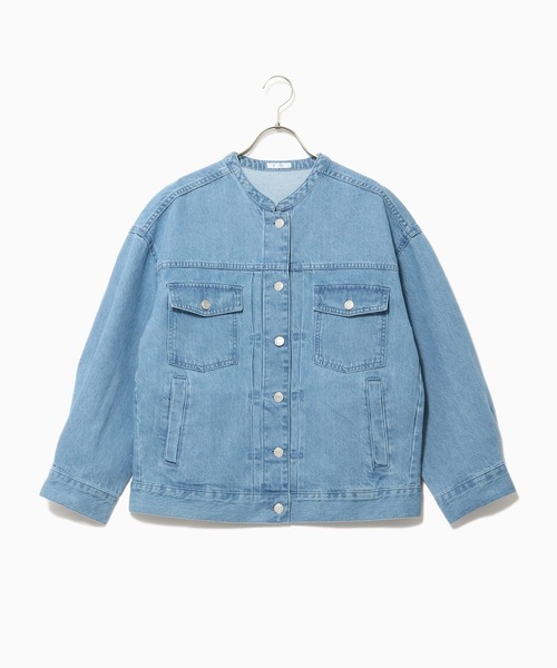 Honeys（ハニーズ）の「マオカラーＧジャン（デニムジャケット・レディース・ライトインディゴブルー/ブルー/ライトベージュ/グレイッシュベージュ・S/M/L）」の13枚目の写真