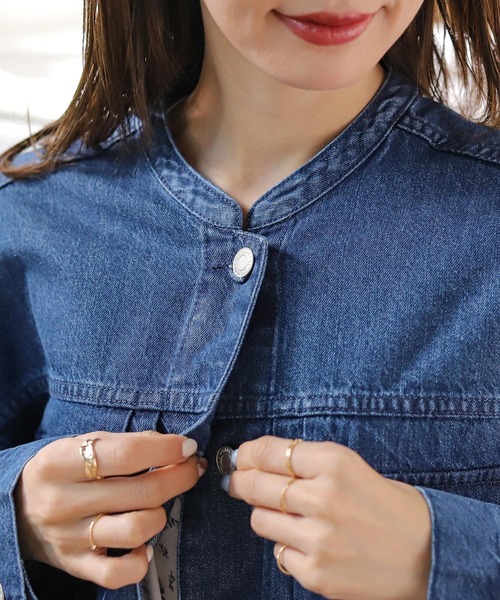 Honeys（ハニーズ）の「マオカラーＧジャン（デニムジャケット・レディース・ライトインディゴブルー/ブルー/ライトベージュ/グレイッシュベージュ・S/M/L）」の18枚目の写真