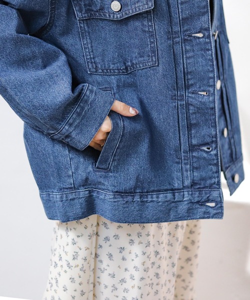 Honeys（ハニーズ）の「マオカラーＧジャン（デニムジャケット・レディース・ライトインディゴブルー/ブルー/ライトベージュ/グレイッシュベージュ・S/M/L）」の20枚目の写真