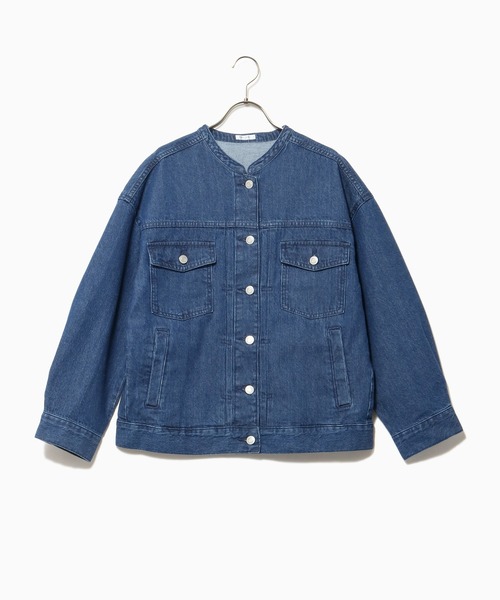 Honeys（ハニーズ）の「マオカラーＧジャン（デニムジャケット・レディース・ライトインディゴブルー/ブルー/ライトベージュ/グレイッシュベージュ・S/M/L）」の22枚目の写真