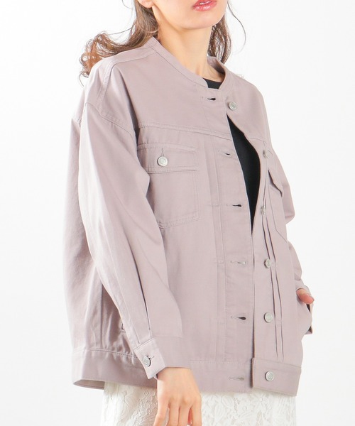 Honeys（ハニーズ）の「マオカラーＧジャン（デニムジャケット・レディース・ライトインディゴブルー/ブルー/ライトベージュ/グレイッシュベージュ・S/M/L）」の9枚目の写真