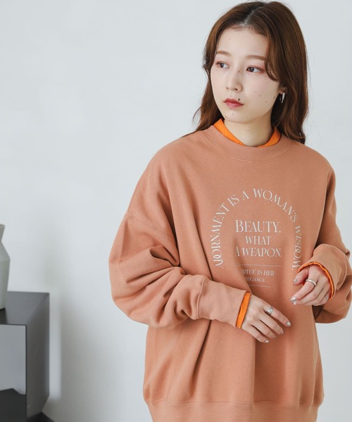 SENSE OF PLACE by URBAN RESEARCH（センスオブプレイスバイアーバンリサーチ）の「オーバーサイズロゴスウェットシャツ（スウェット・レディース・ピンクベージュ/オフホワイト/グレー・ONE）」の15枚目の写真