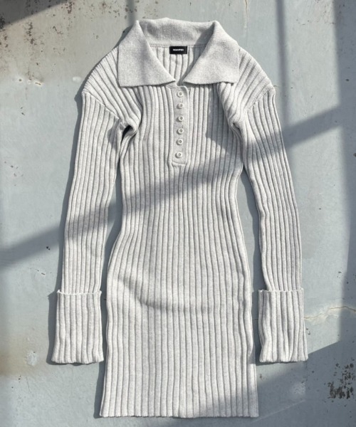 FIG&VIPER（フィグアンドバイパー）の「ヘンリーネックリブニットOP（ワンピース・レディース・ブラック/グレー・FREE）」の17枚目の写真