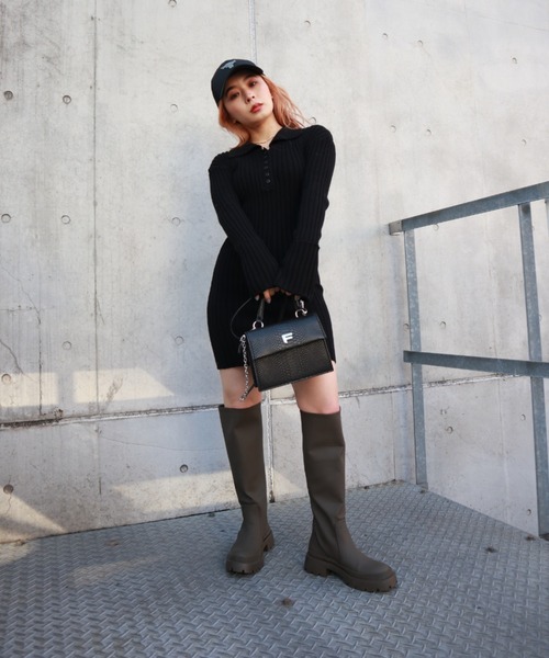 FIG&VIPER（フィグアンドバイパー）の「ヘンリーネックリブニットOP（ワンピース・レディース・ブラック/グレー・FREE）」の21枚目の写真