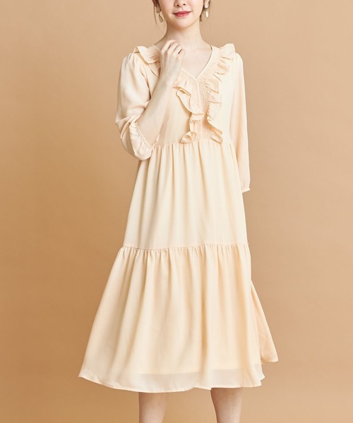 ウエストりぼん付きシャーリング フリルシフォンワンピース ワンピース Tocco Closet トッコ クローゼット のファッション通販 Zozotown