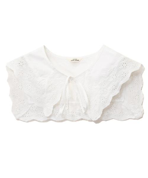 CUBE SUGAR（キューブシュガー）の「CUBE SUGAR/キューブシュガー　タイプライタークロス レース付け衿（付け襟・レディース・ホワイト/ブラック・FREE）」の2枚目の写真