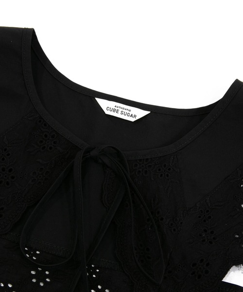 CUBE SUGAR（キューブシュガー）の「CUBE SUGAR/キューブシュガー　タイプライタークロス レース付け衿（付け襟・レディース・ホワイト/ブラック・FREE）」の7枚目の写真
