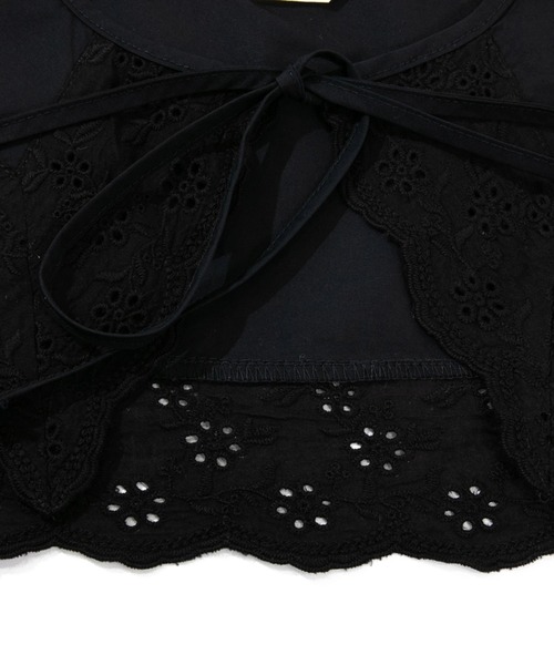 CUBE SUGAR（キューブシュガー）の「CUBE SUGAR/キューブシュガー　タイプライタークロス レース付け衿（付け襟・レディース・ホワイト/ブラック・FREE）」の5枚目の写真