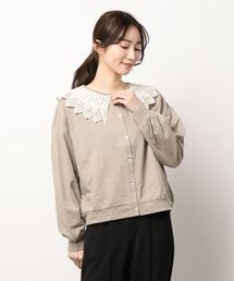 Samansa Mos2 | 前後着ミニ裏毛レース襟カットソー(Tシャツ/カットソー)