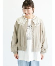 Samansa Mos2 | 前後着ミニ裏毛レース襟カットソー(Tシャツ/カットソー)