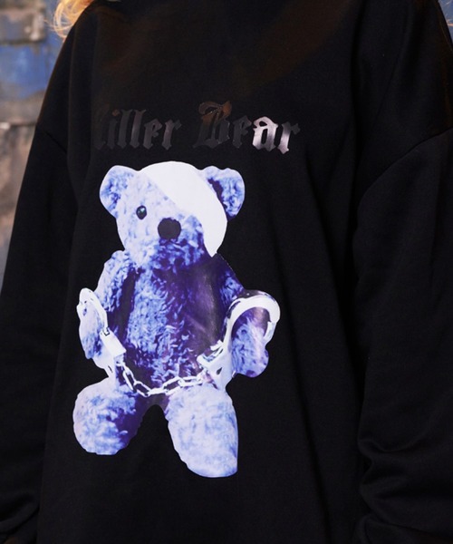 BODYLINE（ボディライン）の「ハロウィンやイベントにも使えるコスチュームシリーズ レディースリボン＆つけ襟付き キラーベアスウェットワンピース オーバーサイズ（ワンピース・レディース・ブラック・2L/4L/M/L）」の7枚目の写真