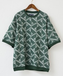 カットジャガード半袖クルーネックスウェット