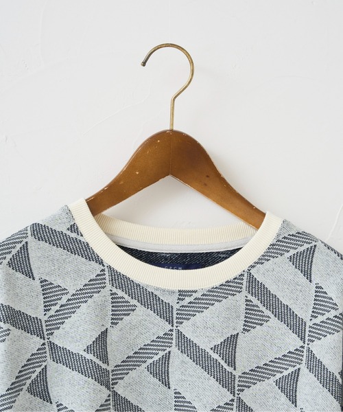 CPCM（シーピーシーエム）の「カットジャガード半袖クルーネックスウェット（スウェット・メンズ・ネイビー/グリーン/アイボリー・MEDIUM/LARGE）」の7枚目の写真