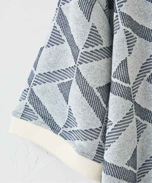 CPCM（シーピーシーエム）の「カットジャガード半袖クルーネックスウェット（スウェット・メンズ・ネイビー/グリーン/アイボリー・MEDIUM/LARGE）」の9枚目の写真