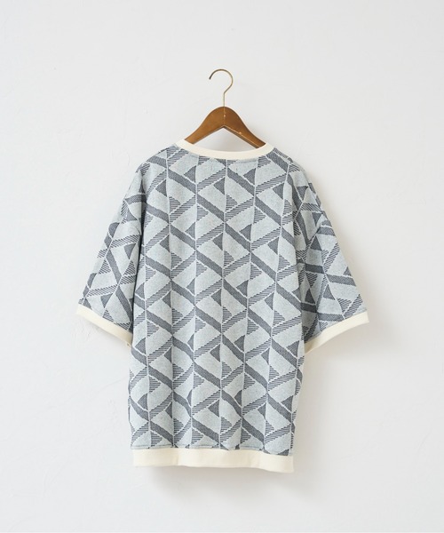 CPCM（シーピーシーエム）の「カットジャガード半袖クルーネックスウェット（スウェット・メンズ・ネイビー/グリーン/アイボリー・MEDIUM/LARGE）」の6枚目の写真