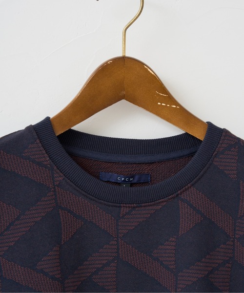 CPCM（シーピーシーエム）の「カットジャガード半袖クルーネックスウェット（スウェット・メンズ・ネイビー/グリーン/アイボリー・MEDIUM/LARGE）」の13枚目の写真