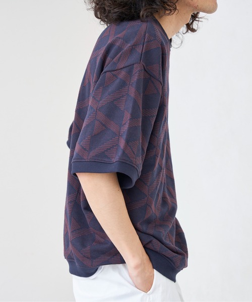 CPCM（シーピーシーエム）の「カットジャガード半袖クルーネックスウェット（スウェット・メンズ・ネイビー/グリーン/アイボリー・MEDIUM/LARGE）」の19枚目の写真