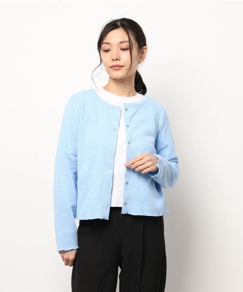 ehka sopo（エヘカソポ）の「クルーネックワッフルカーディガン（カーディガン/ボレロ・レディース・ベージュ/オフホワイト/サックスブルー/チャコール・ﾌﾘ-）」の8枚目の写真