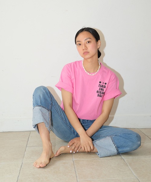 Bonjour Girl(ボンジュールガール)の「【Planforotherday/プラン・フォー・アザーデイ】SUN & LOVE TEE サン・アンド・ラブ ショートスリーブTシャツ(Tシャツ/カットソー・レディース・ホワイト/ピンク/ブルー・SMALL/LARGE/MEDIUM/XL)」の7枚目の写真