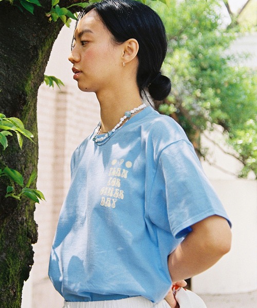 Bonjour Girl(ボンジュールガール)の「【Planforotherday/プラン・フォー・アザーデイ】SUN & LOVE TEE サン・アンド・ラブ ショートスリーブTシャツ(Tシャツ/カットソー・レディース・ホワイト/ピンク/ブルー・SMALL/LARGE/MEDIUM/XL)」の12枚目の写真