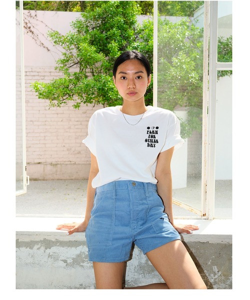 Bonjour Girl(ボンジュールガール)の「【Planforotherday/プラン・フォー・アザーデイ】SUN & LOVE TEE サン・アンド・ラブ ショートスリーブTシャツ(Tシャツ/カットソー・レディース・ホワイト/ピンク/ブルー・SMALL/LARGE/MEDIUM/XL)」の4枚目の写真