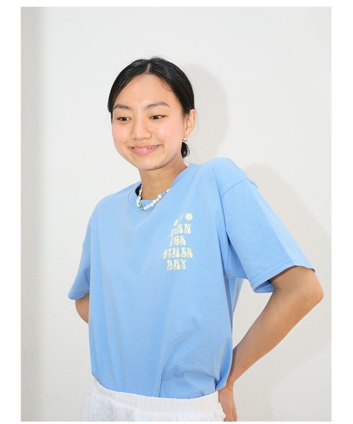 Bonjour Girl(ボンジュールガール)の「【Planforotherday/プラン・フォー・アザーデイ】SUN & LOVE TEE サン・アンド・ラブ ショートスリーブTシャツ(Tシャツ/カットソー・レディース・ホワイト/ピンク/ブルー・SMALL/LARGE/MEDIUM/XL)」の10枚目の写真