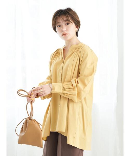 earth music&ecology（アースミュージックアンドエコロジー）の「シャーリングスキッパーチュニック（Tシャツ/カットソー・レディース・イエロー/ベージュ/オフホワイト/カーキ・FREE）」の10枚目の写真