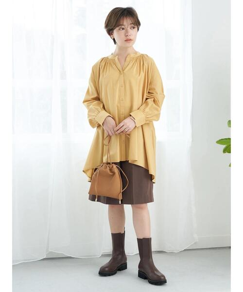earth music&ecology（アースミュージックアンドエコロジー）の「シャーリングスキッパーチュニック（Tシャツ/カットソー・レディース・イエロー/ベージュ/オフホワイト/カーキ・FREE）」の13枚目の写真