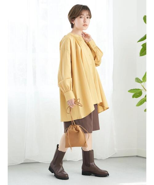 earth music&ecology（アースミュージックアンドエコロジー）の「シャーリングスキッパーチュニック（Tシャツ/カットソー・レディース・イエロー/ベージュ/オフホワイト/カーキ・FREE）」の15枚目の写真