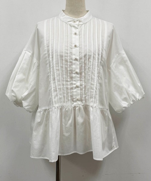 PICCIN（ピッチン）の「パールボタンペプラムピンタックブラウス（シャツ/ブラウス・レディース・ブラック/オフホワイト/ベビーピンク・M）」の22枚目の写真