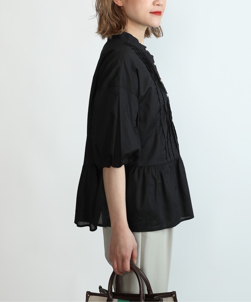 PICCIN（ピッチン）の「パールボタンペプラムピンタックブラウス（シャツ/ブラウス・レディース・ブラック/オフホワイト/ベビーピンク・M）」の5枚目の写真