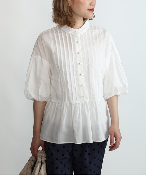 PICCIN（ピッチン）の「パールボタンペプラムピンタックブラウス（シャツ/ブラウス・レディース・ブラック/オフホワイト/ベビーピンク・M）」の13枚目の写真