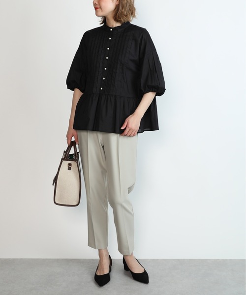 PICCIN（ピッチン）の「パールボタンペプラムピンタックブラウス（シャツ/ブラウス・レディース・ブラック/オフホワイト/ベビーピンク・M）」の8枚目の写真