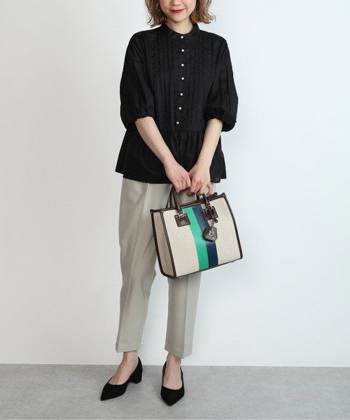 PICCIN（ピッチン）の「パールボタンペプラムピンタックブラウス（シャツ/ブラウス・レディース・ブラック/オフホワイト/ベビーピンク・M）」の11枚目の写真