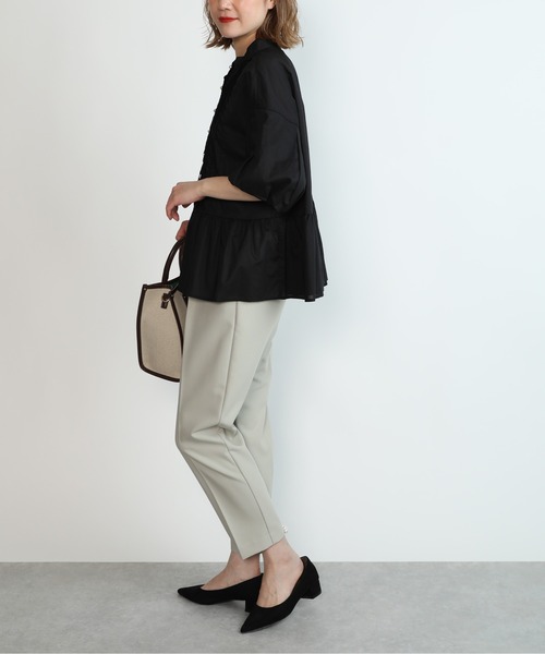 PICCIN（ピッチン）の「パールボタンペプラムピンタックブラウス（シャツ/ブラウス・レディース・ブラック/オフホワイト/ベビーピンク・M）」の9枚目の写真