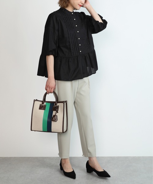 PICCIN（ピッチン）の「パールボタンペプラムピンタックブラウス（シャツ/ブラウス・レディース・ブラック/オフホワイト/ベビーピンク・M）」の12枚目の写真