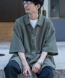 GLOSTER | 【GLOSTER/グロスター】リネンライクミリタリービッグシャツ オーバーサイズシャツ(シャツ/ブラウス)