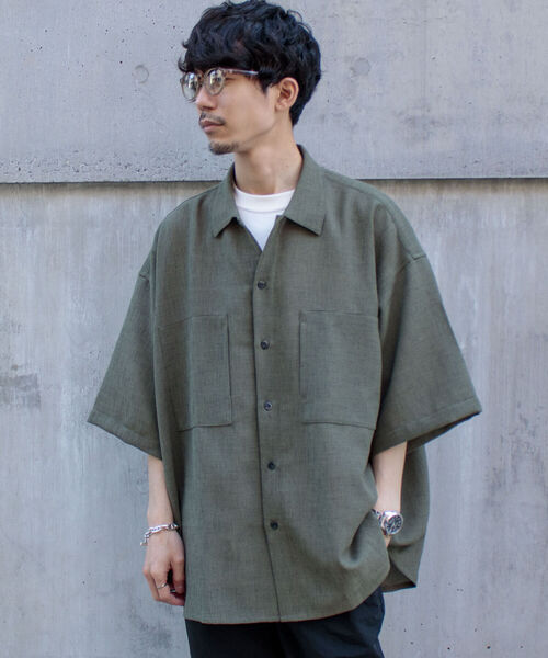 GLOSTER（グロスター）の「【GLOSTER/グロスター】リネンライクミリタリービッグシャツ オーバーサイズシャツ（シャツ/ブラウス・メンズ・ブラック/ベージュ/オリーブ・FREE）」の9枚目の写真