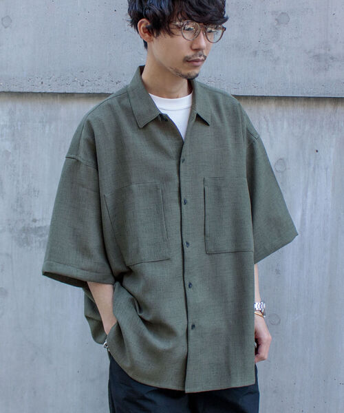 GLOSTER（グロスター）の「【GLOSTER/グロスター】リネンライクミリタリービッグシャツ オーバーサイズシャツ（シャツ/ブラウス・メンズ・ブラック/ベージュ/オリーブ・FREE）」の14枚目の写真