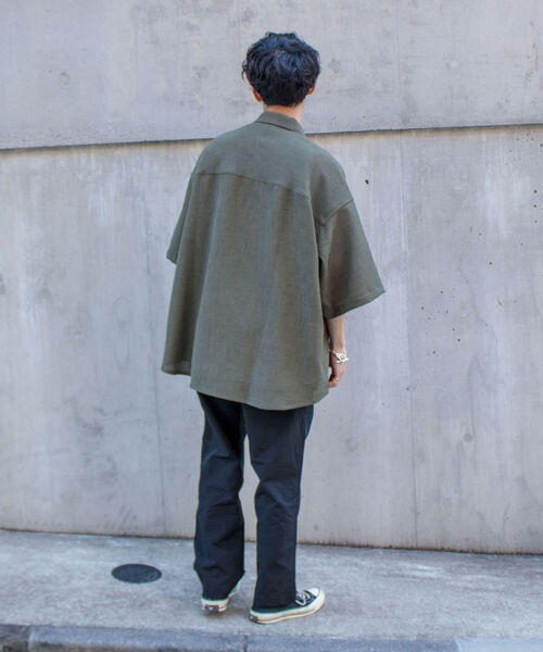 GLOSTER（グロスター）の「【GLOSTER/グロスター】リネンライクミリタリービッグシャツ オーバーサイズシャツ（シャツ/ブラウス・メンズ・ブラック/ベージュ/オリーブ・FREE）」の17枚目の写真