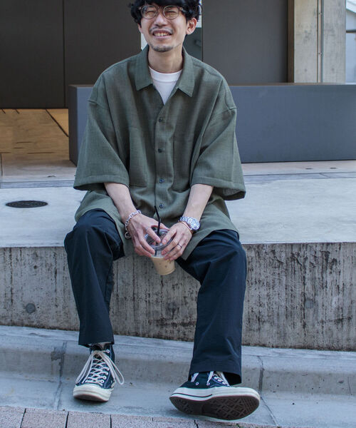 GLOSTER（グロスター）の「【GLOSTER/グロスター】リネンライクミリタリービッグシャツ オーバーサイズシャツ（シャツ/ブラウス・メンズ・ブラック/ベージュ/オリーブ・FREE）」の20枚目の写真