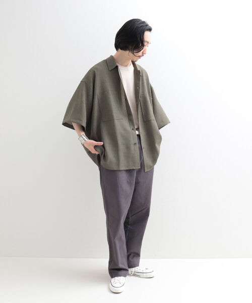 GLOSTER（グロスター）の「【GLOSTER/グロスター】リネンライクミリタリービッグシャツ オーバーサイズシャツ（シャツ/ブラウス・メンズ・ブラック/ベージュ/オリーブ・FREE）」の21枚目の写真