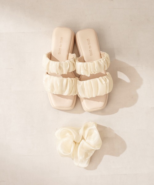 OLIVE des OLIVE(オリーブデオリーブ)の「シュシュ付きサンダル(サンダル・レディース・ブラック/オフホワイト/ミント/クリア・SMALL/MEDIUM/LARGE)」の12枚目の写真