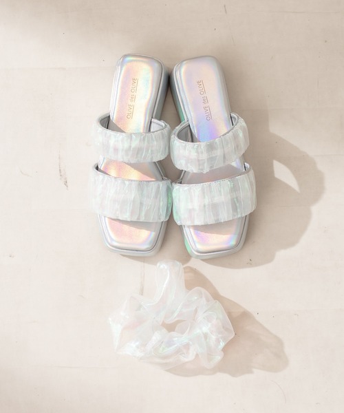 OLIVE des OLIVE(オリーブデオリーブ)の「シュシュ付きサンダル(サンダル・レディース・ブラック/オフホワイト/ミント/クリア・SMALL/MEDIUM/LARGE)」の13枚目の写真