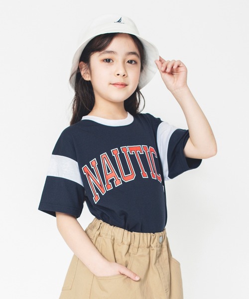 NAUTICA(ノーティカ)の「【NAUTICA/ノーティカ/吸水速乾】袖配色切替カレッジ半袖Tシャツ(Tシャツ/カットソー・キッズ・ホワイト/ネイビー/イエロー・120/150/130/140)」の1枚目の写真
