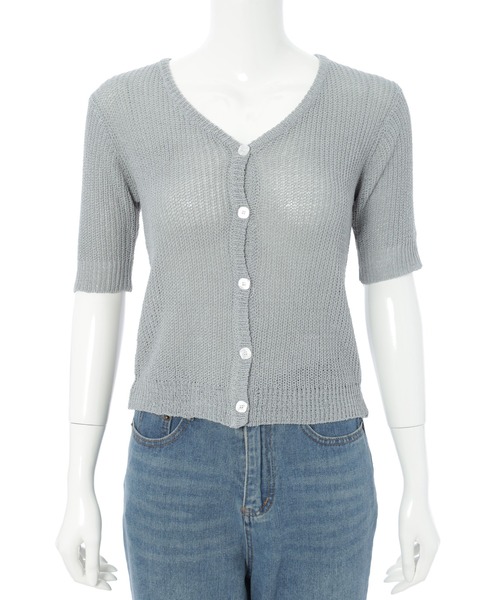 fifth（フィフス）の「ハーフスリーブニットカーディガン（カーディガン/ボレロ・レディース・ホワイト/ブルーグレー・M）」の16枚目の写真