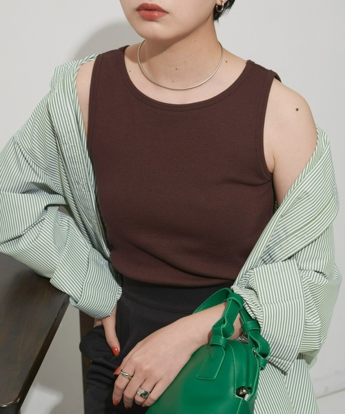 Aunt Marie's（アントマリーズ）の「カップ付きアメスリリブタンク（タンクトップ・レディース・ブラウン/ベージュ/ブラック・FREE）」の12枚目の写真