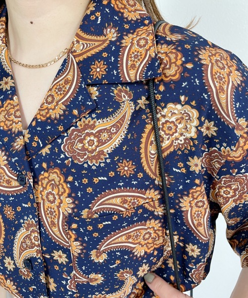nemne store（ネンネストア）の「総柄開襟半袖シャツ（シャツ/ブラウス・レディース・イエロー/ホワイト系その他2/ネイビー/ホワイト系その他・フリー）」の13枚目の写真